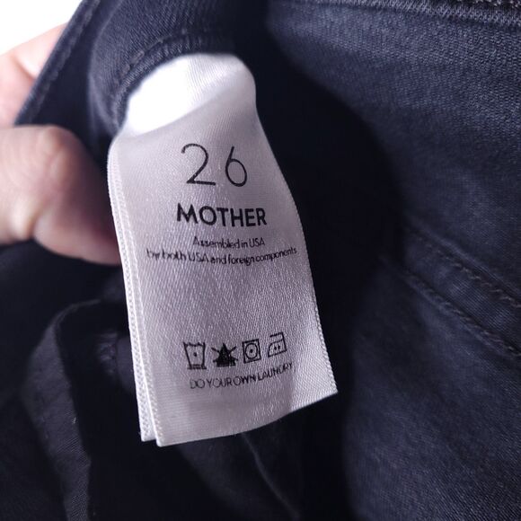 Mother Jeans 26 Black Insider Slit Ankle Fray Not Guilty - Picture 12 of 14